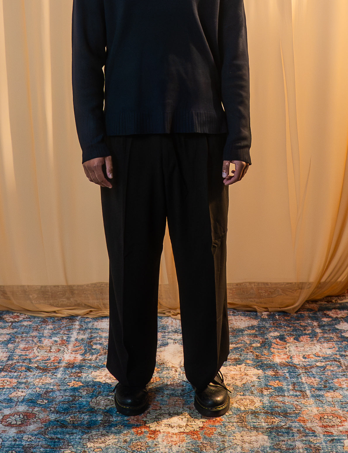 Wide-leg Pleated Trousers